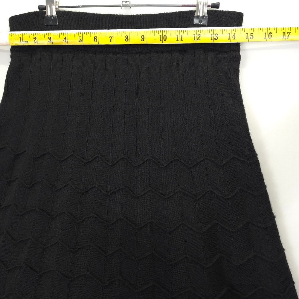 Lapis Black Knit Skirt Women L Long A-Line Wool Blend Chevron Lined Modest - Picture 4 of 11